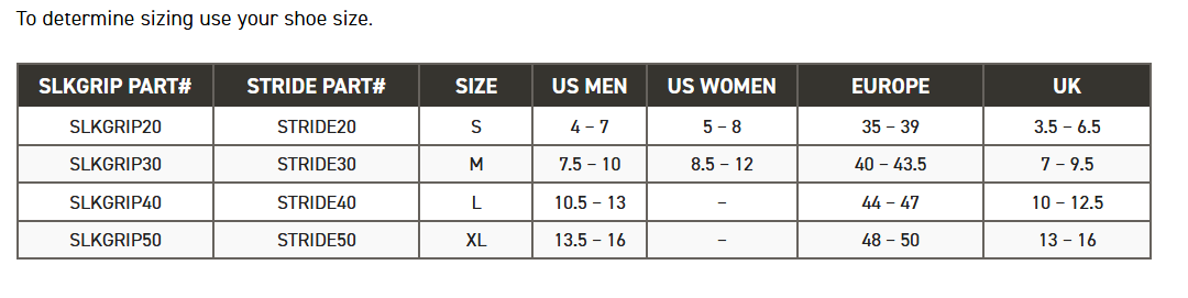 #SLKGRIP Impacto® SLKGRIP Industrial Anti-Slip  Overshoes - size chart